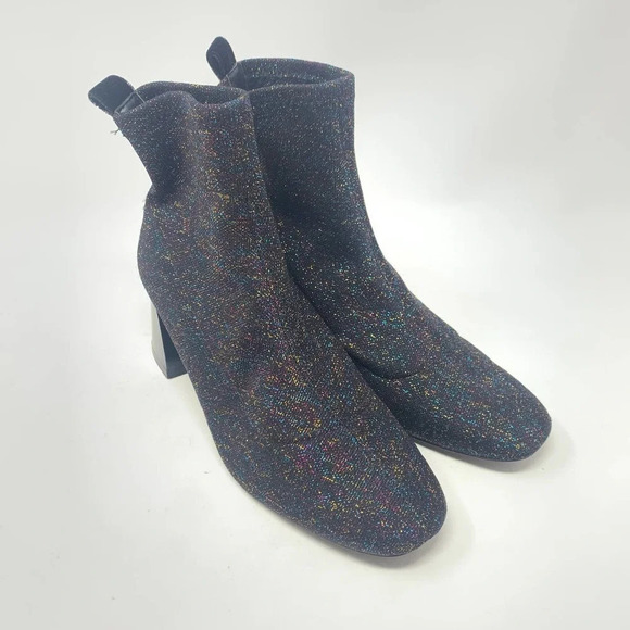 Zara Trafaluc Sock Style Glitter‎ Heeled Ankle Boots Size US 6.5 - Picture 4 of 12